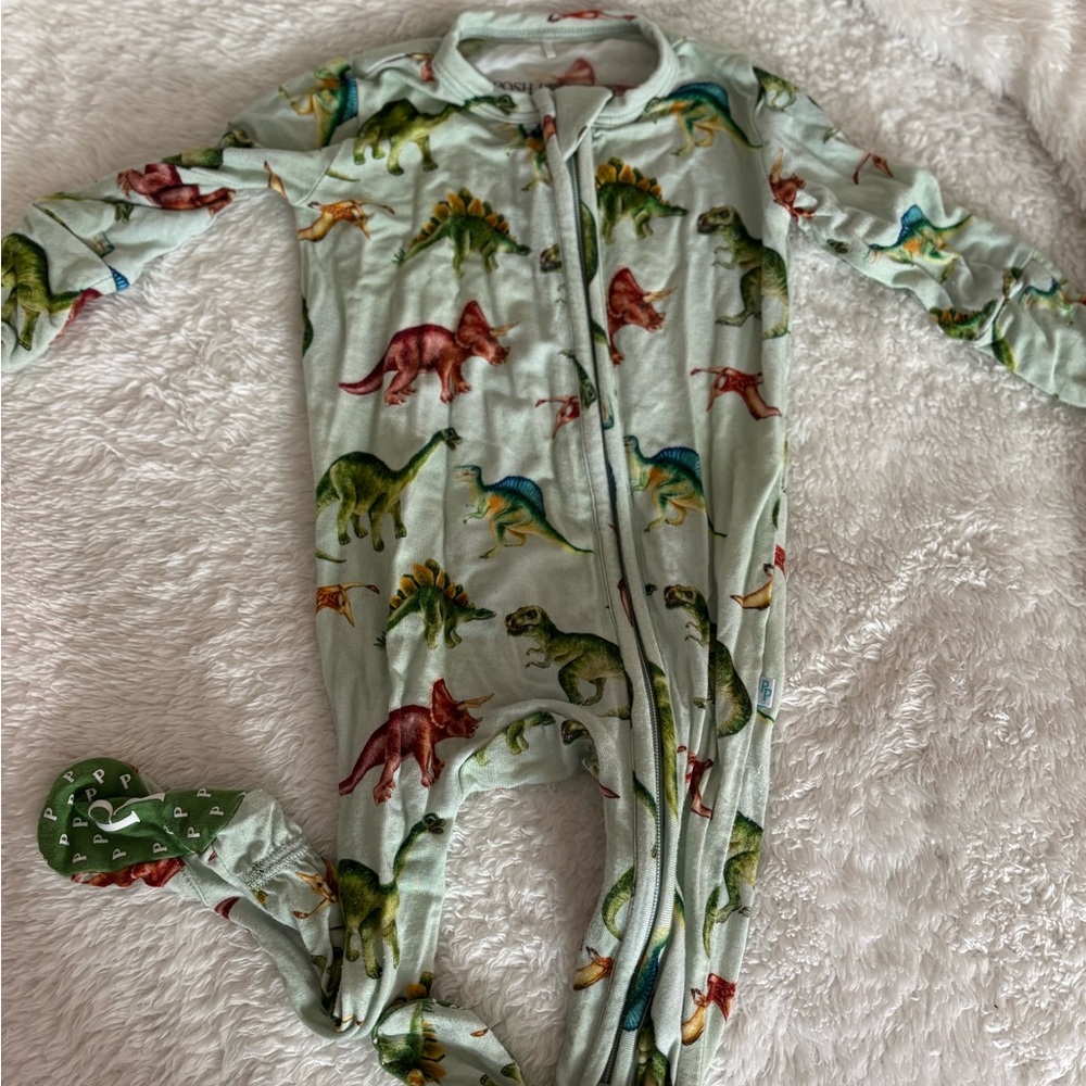 Posh Peanut Dinosaur Print Kids Footie Pajama - Multicolor